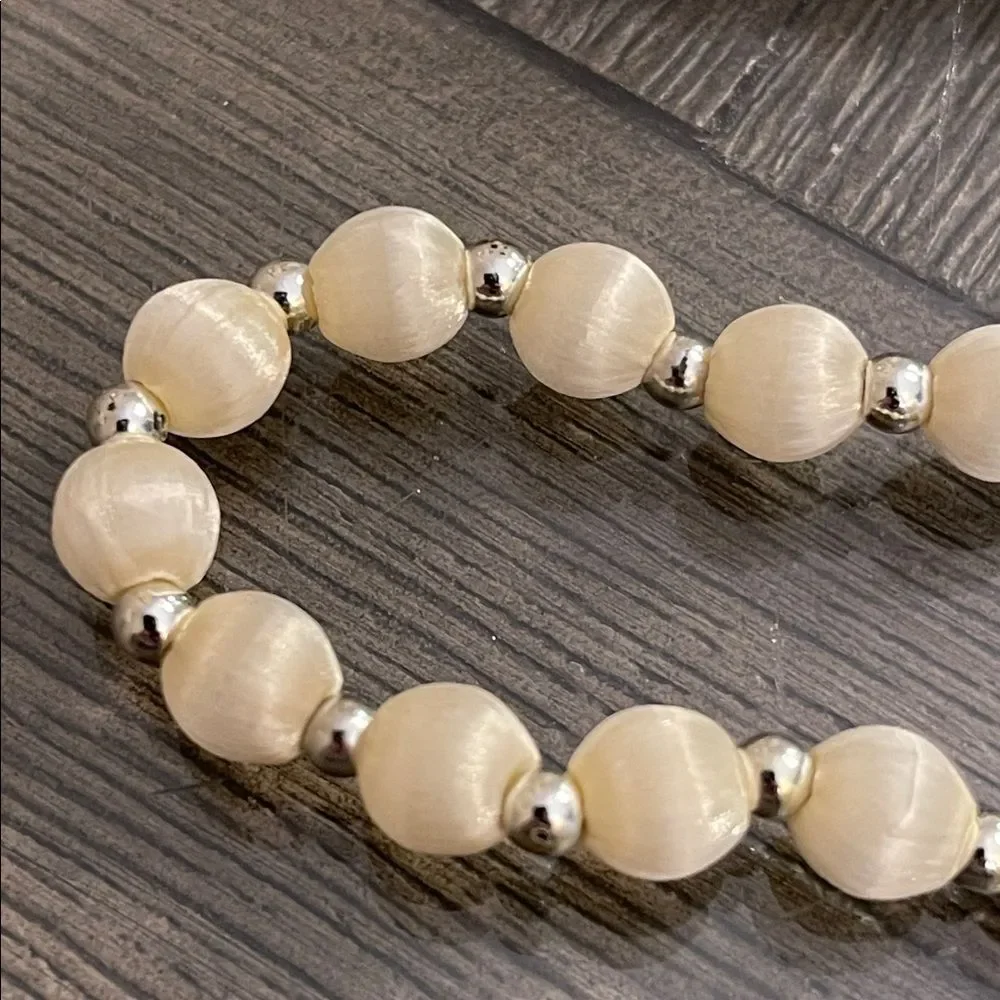 Vintage Satin Thread Wrapped Beaded Necklace 20 5/8”